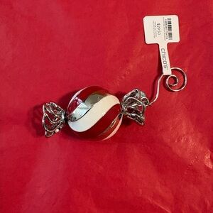 Chico's Festive Red and Silver Candy Ornament